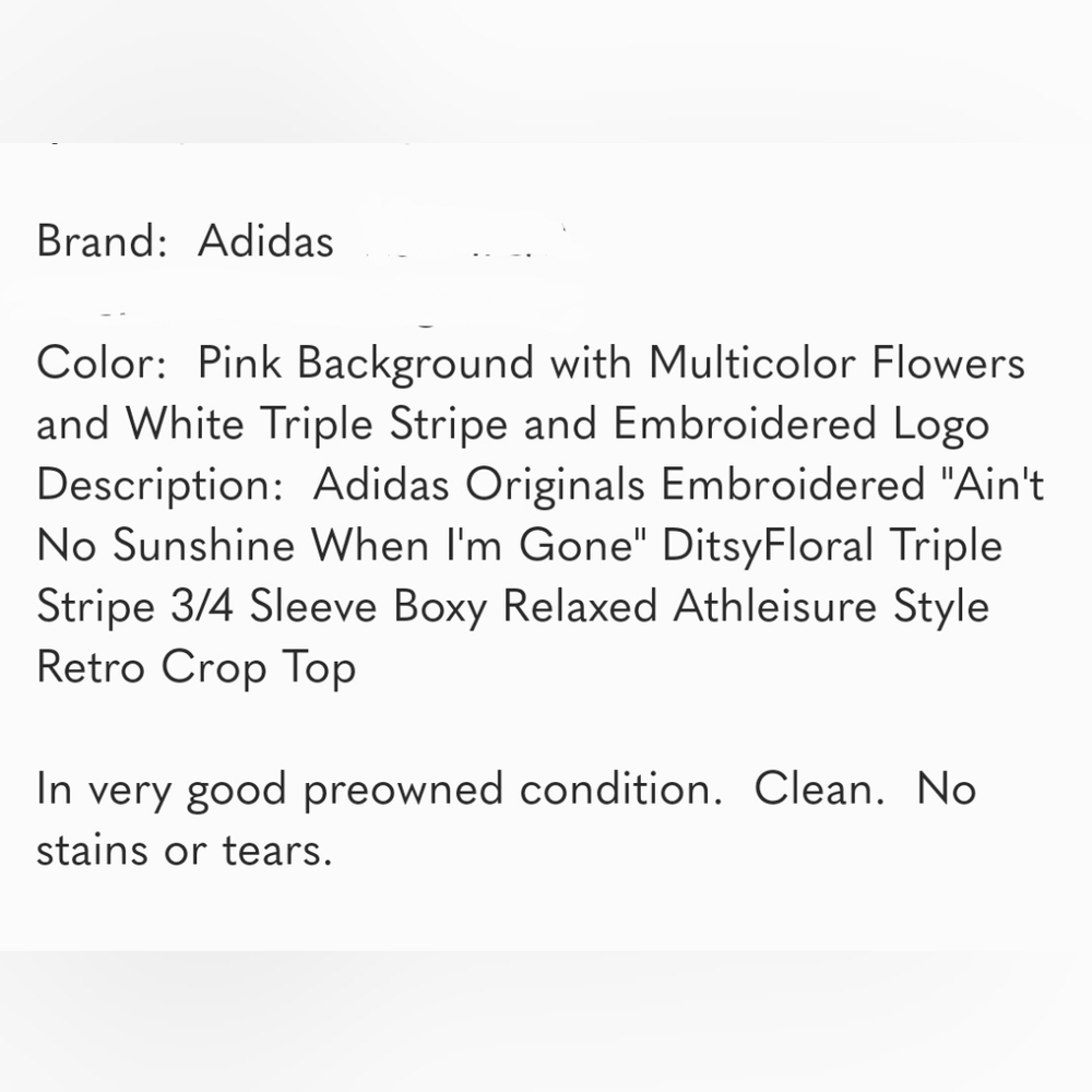 ADIDAS wildflower crop top XS peach multicolor floral short sleeve boxy t-shirt - Picture 4 of 15
